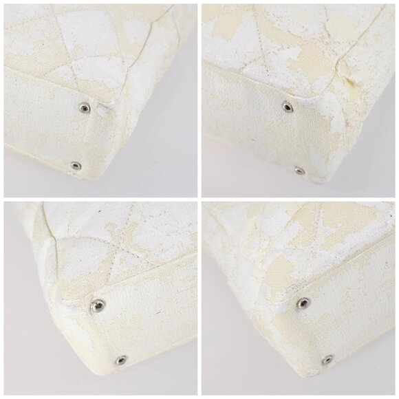 CHANEL Paris Biarritz MM Tote Bag Coated Canvas White Silver CC Auth - Picture 15 of 15